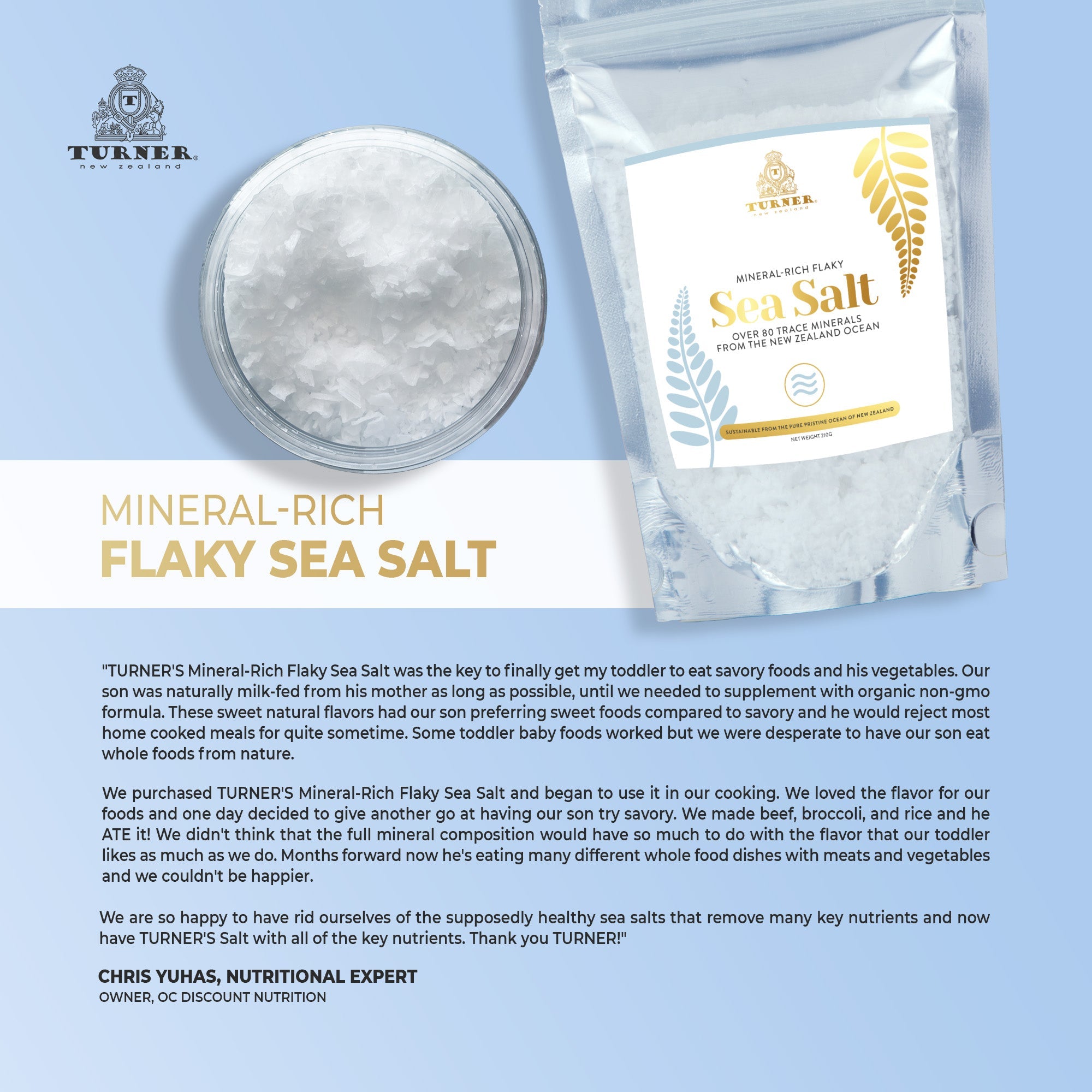 Mineral-Rich Flaky Sea Salt Pouch, TURNER New Zealand, 