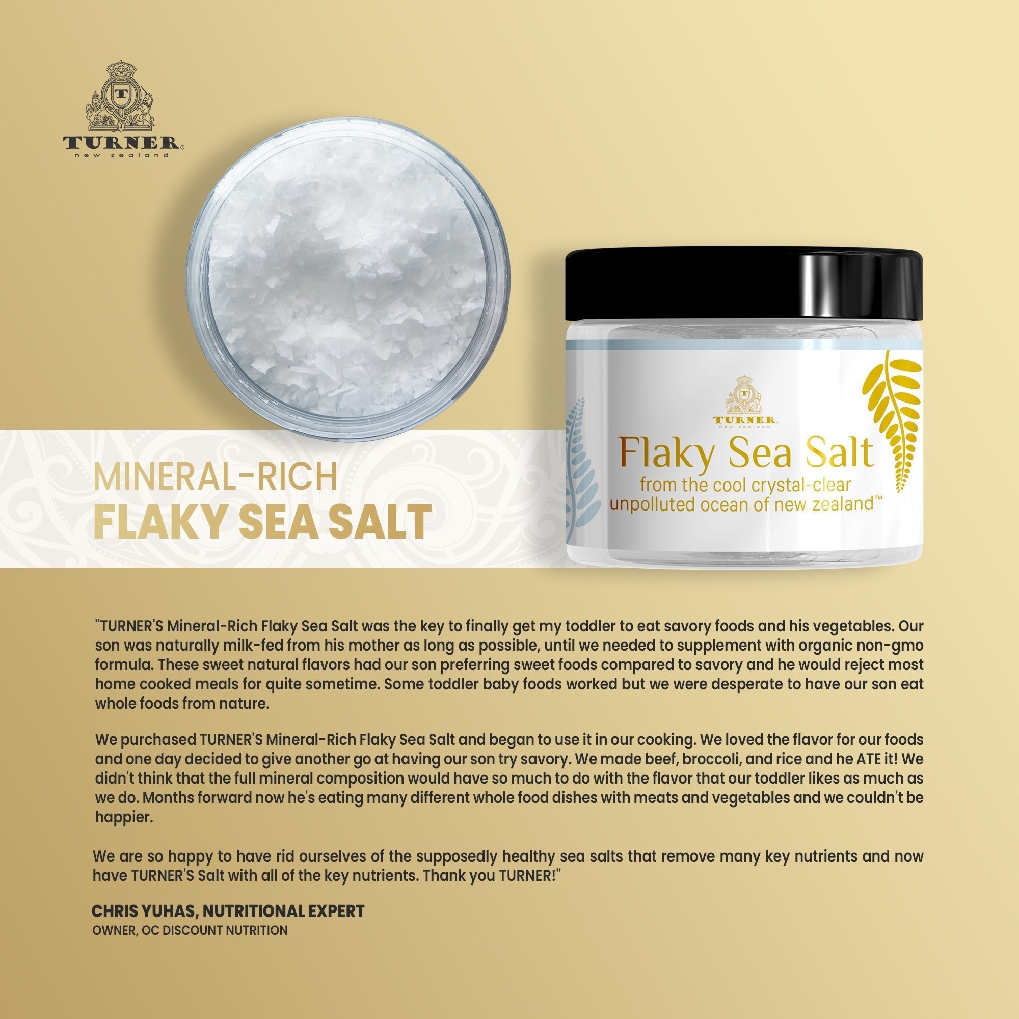Mineral-Rich Flaky Sea Salt Jar, TURNER New Zealand, 