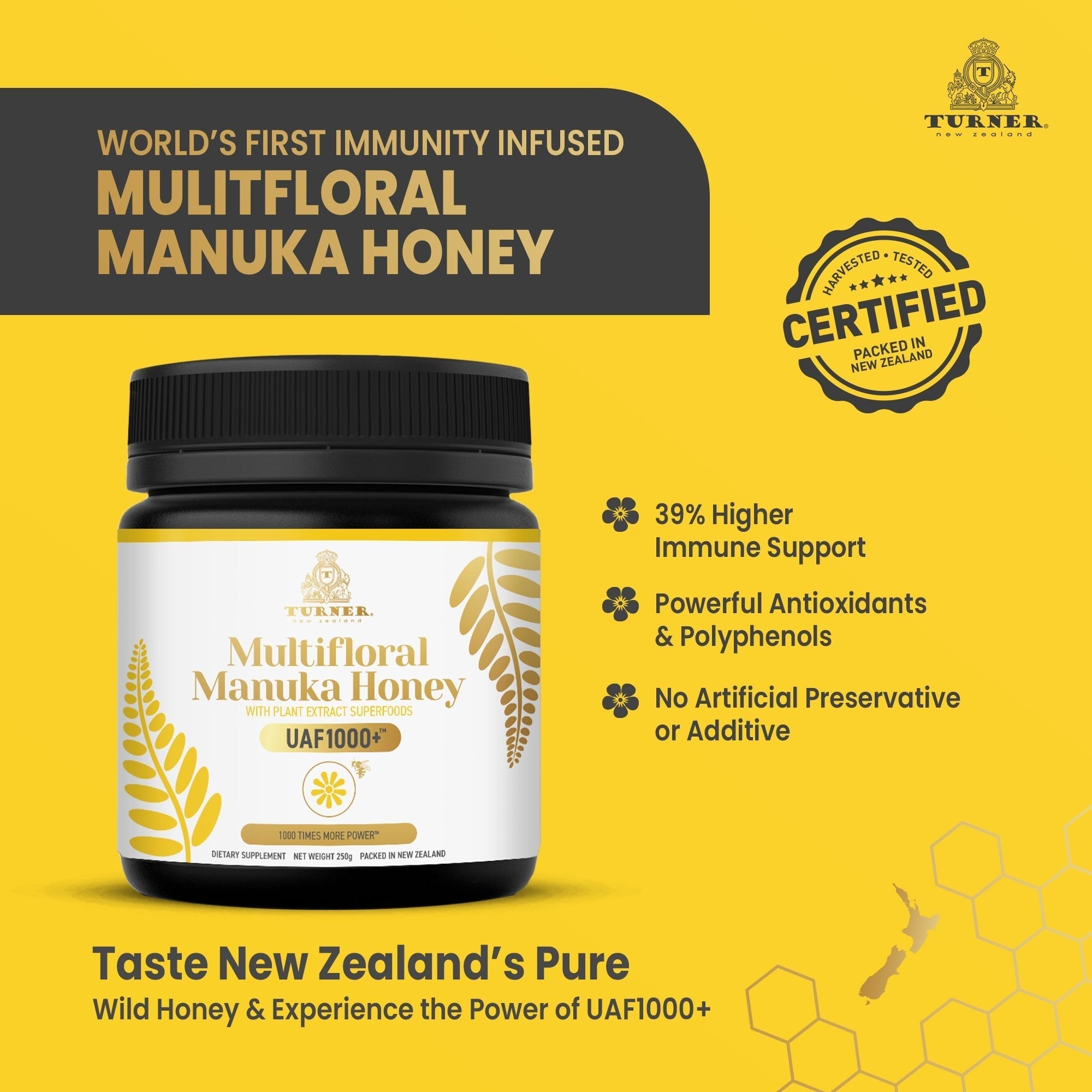 Multifloral Manuka Honey UAF1000+®, TURNER New Zealand, 