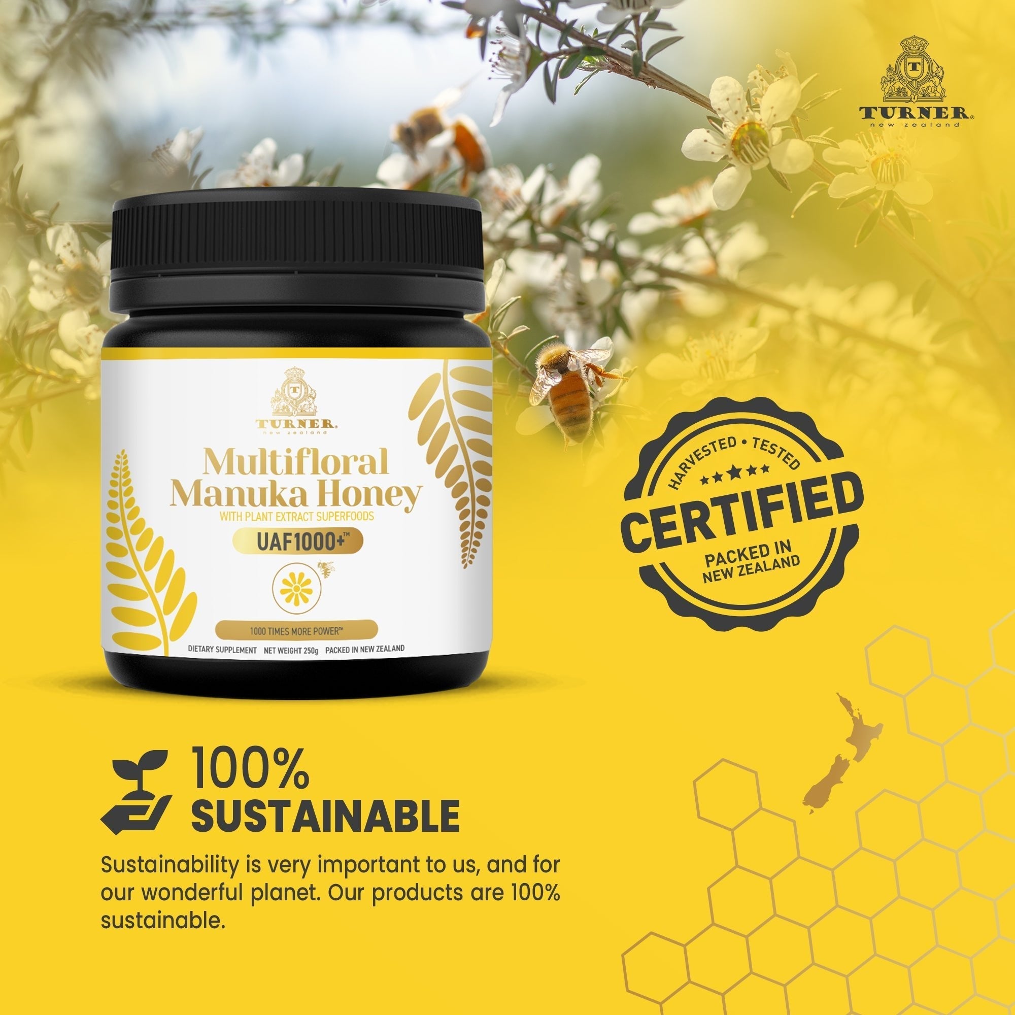 Multifloral Manuka Honey UAF1000+®, TURNER New Zealand, 